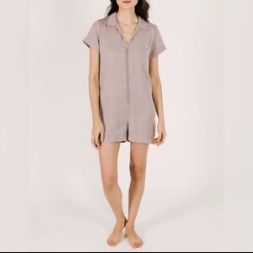 SMASH+TESS Shorty Zip Up Overall Barely Blush Pink Jumpsuit - Picture 3 of 7